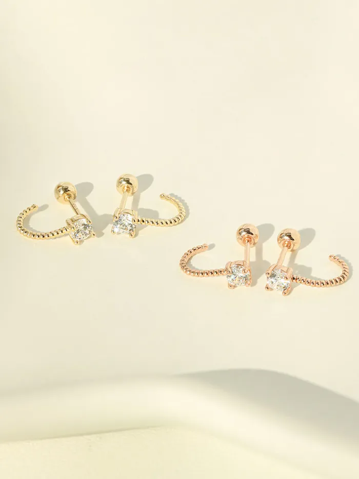 14K Gold Cubic Ball Half Ring Earring 20G18G16G MinimalBijoux Rings