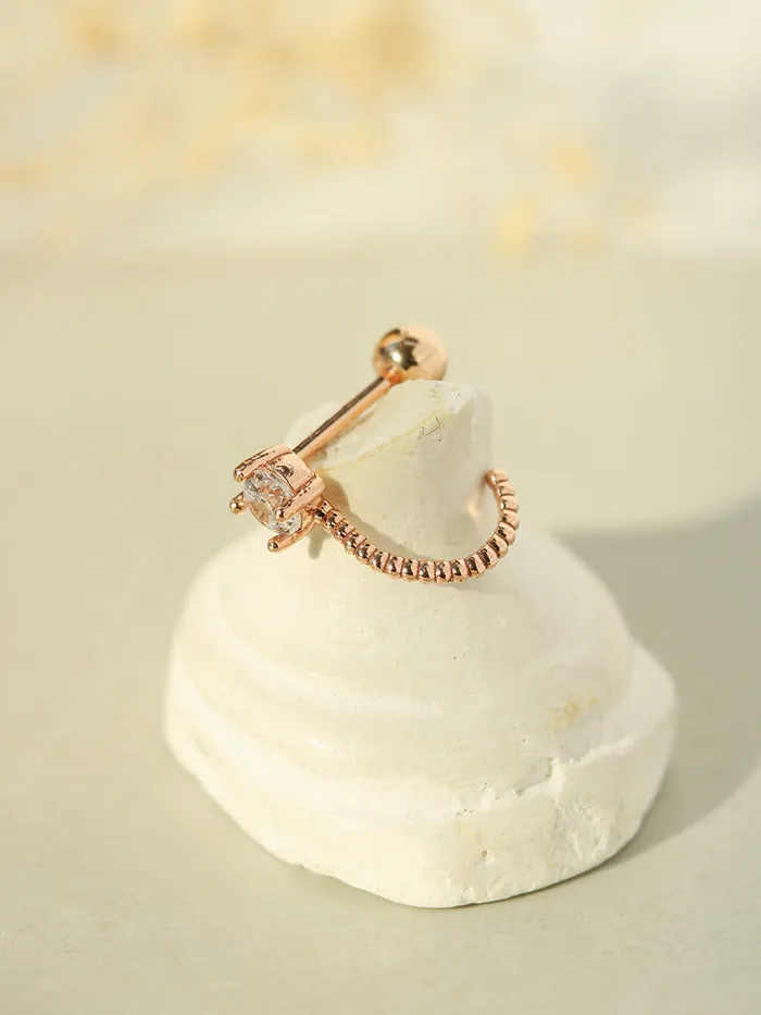 14K Gold Cubic Ball Half Ring Earring 20G18G16G MinimalBijoux Rings
