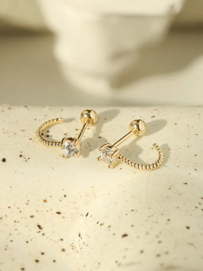 14K Gold Cubic Ball Half Ring Earring 20G18G16G MinimalBijoux Rings
