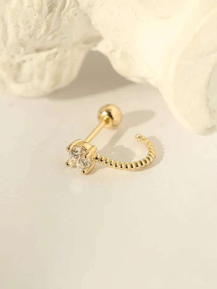 14K Gold Cubic Ball Half Ring Earring 20G18G16G MinimalBijoux Rings