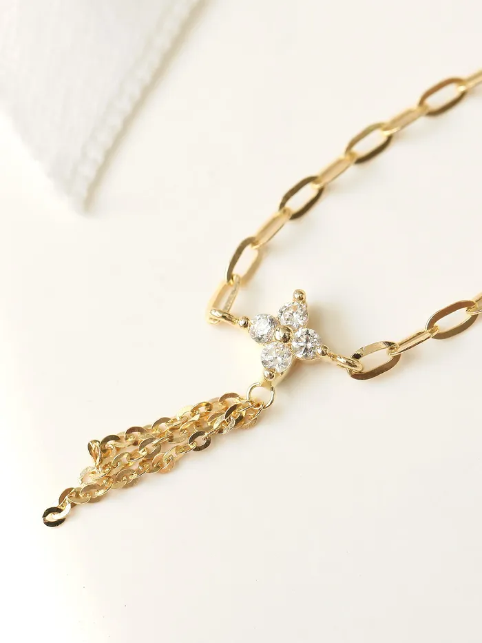14K Gold Cubic Flower Chain Anklet MinimalBijoux Earrings