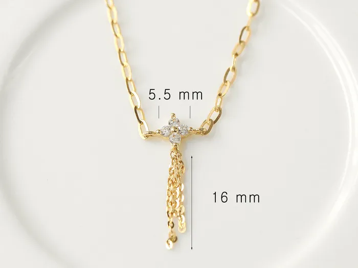 14K Gold Cubic Flower Chain Anklet MinimalBijoux Earrings