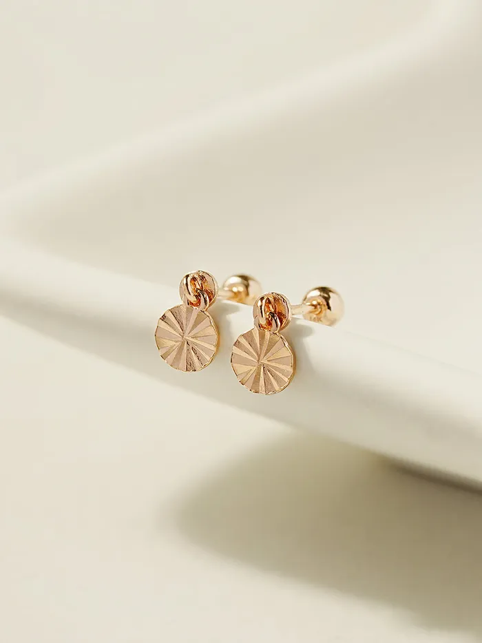 14K Gold Cutting Round Drop Cartilage Earring 20G MinimalBijoux Earrings