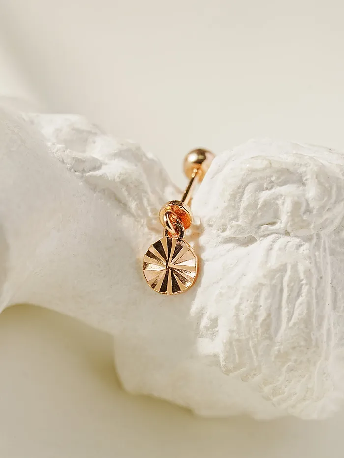 14K Gold Cutting Round Drop Cartilage Earring 20G MinimalBijoux Earrings