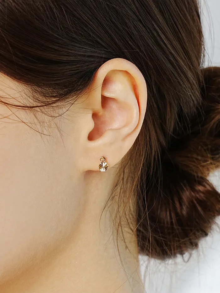 14K Gold Cutting Round Drop Cartilage Earring 20G MinimalBijoux Earrings