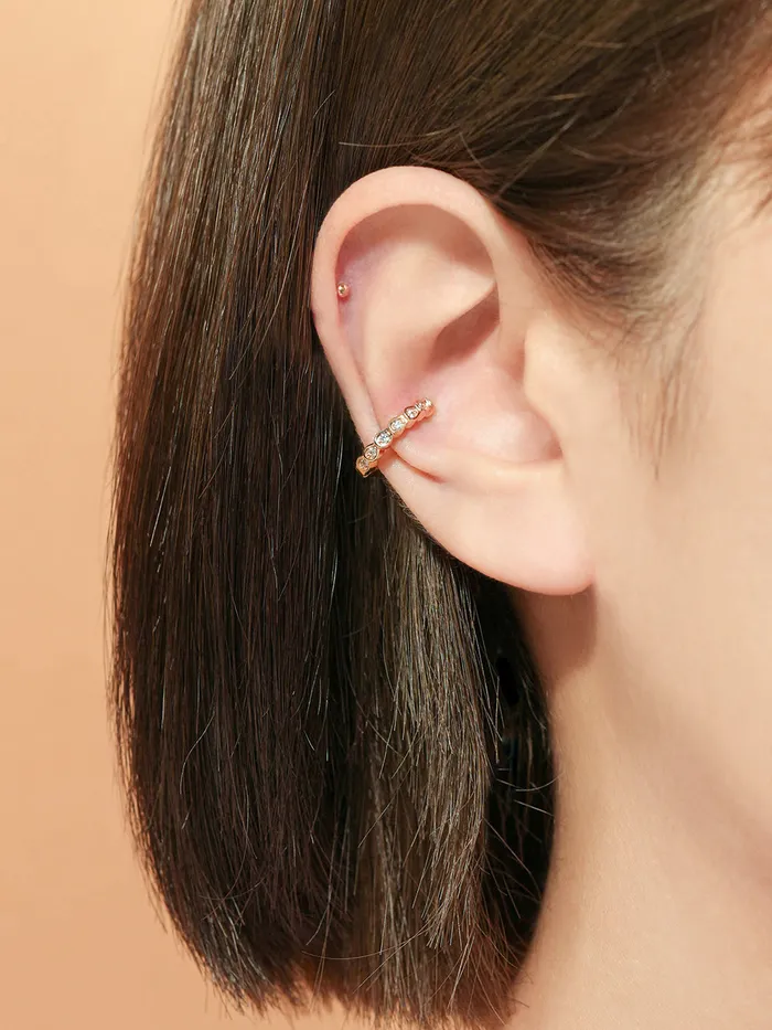 14K Gold Droplet Cubic Ear cuff MinimalBijoux Earrings