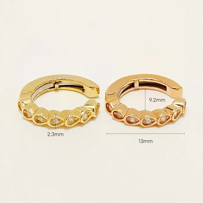 14K Gold Droplet Cubic Ear cuff MinimalBijoux Earrings