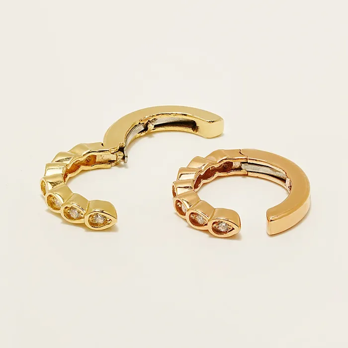 14K Gold Droplet Cubic Ear cuff MinimalBijoux Earrings