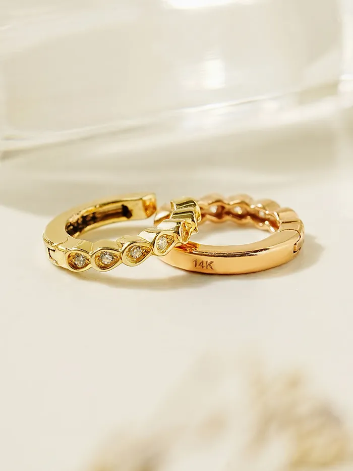 14K Gold Droplet Cubic Ear cuff MinimalBijoux Earrings