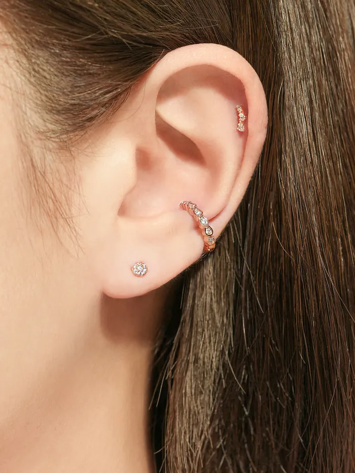 14K Gold Droplet Cubic Ear cuff MinimalBijoux Earrings