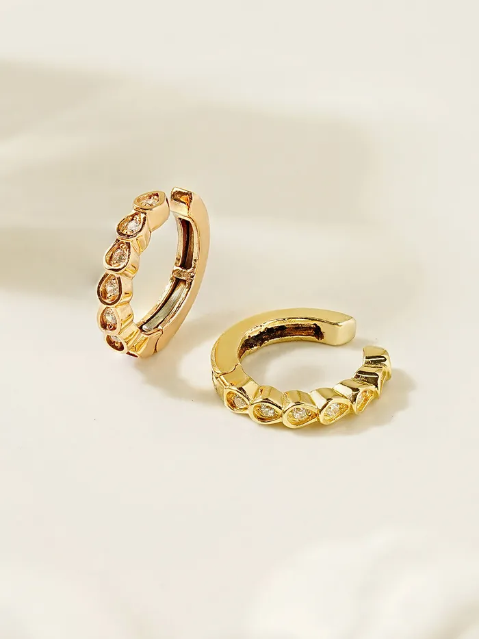 14K Gold Droplet Cubic Ear cuff MinimalBijoux Earrings