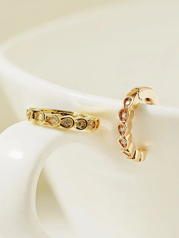14K Gold Droplet Cubic Ear cuff MinimalBijoux Earrings