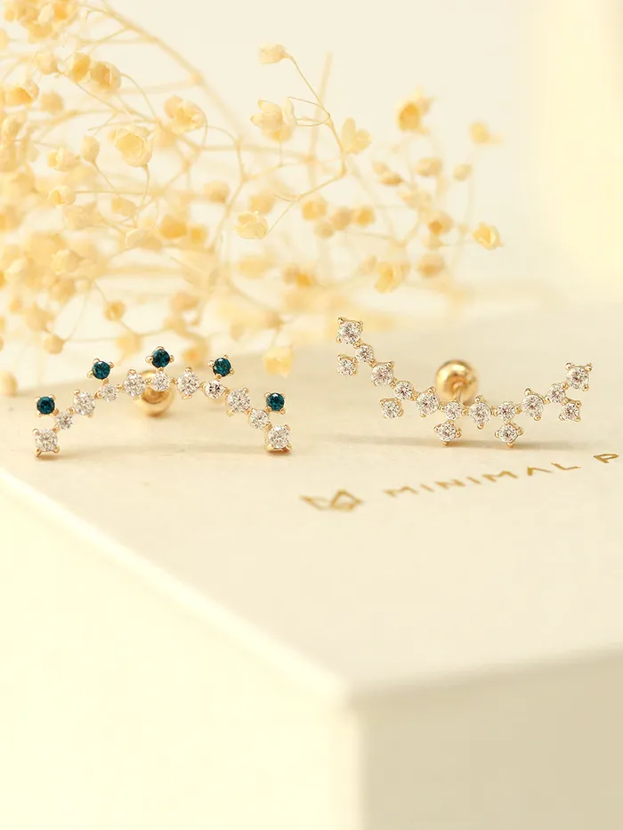 14K Gold Fancy Cubic Curve Cartilage Earring 20G18G MinimalBijoux Earrings