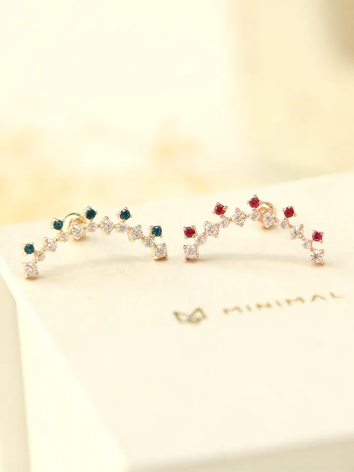 14K Gold Fancy Cubic Curve Cartilage Earring 20G18G MinimalBijoux Earrings