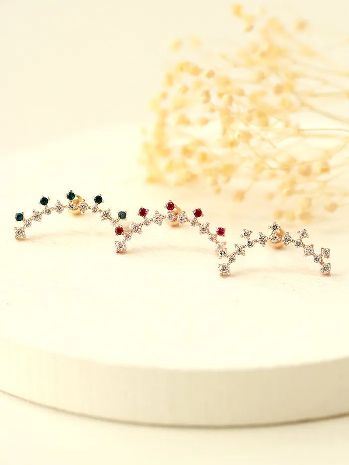 14K Gold Fancy Cubic Curve Cartilage Earring 20G18G MinimalBijoux Earrings