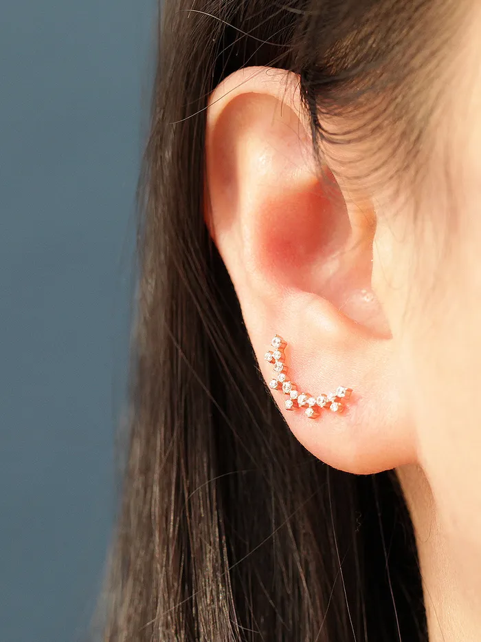 14K Gold Fancy Cubic Curve Cartilage Earring 20G18G MinimalBijoux Earrings