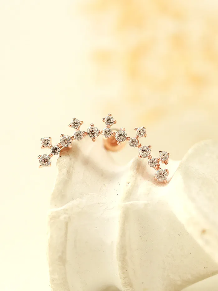 14K Gold Fancy Cubic Curve Cartilage Earring 20G18G MinimalBijoux Earrings