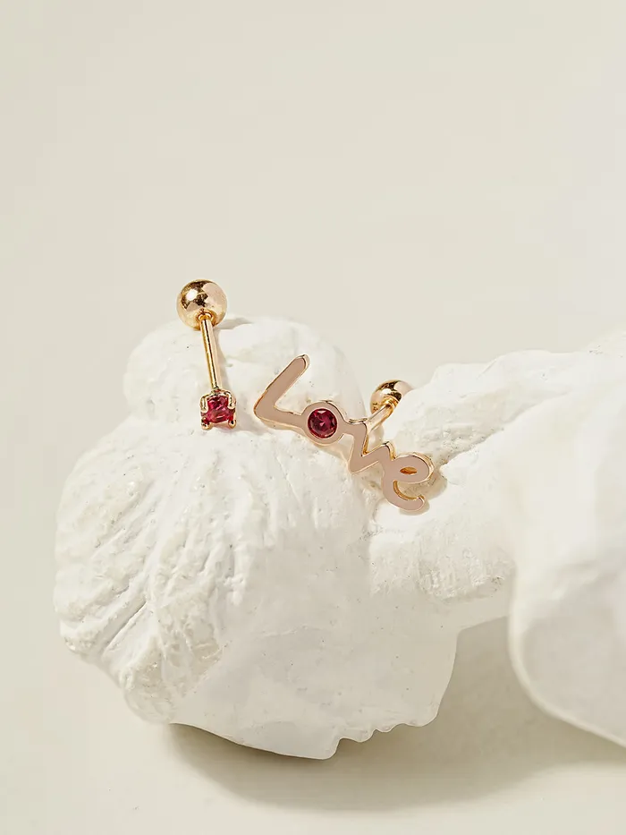 14K Gold Love Cubic Set Cartilage Earring 20G18G16G MinimalBijoux Earrings