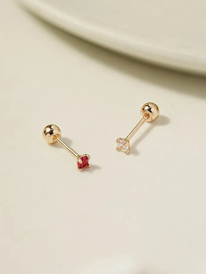 14K Gold Love Cubic Set Cartilage Earring 20G18G16G MinimalBijoux Earrings