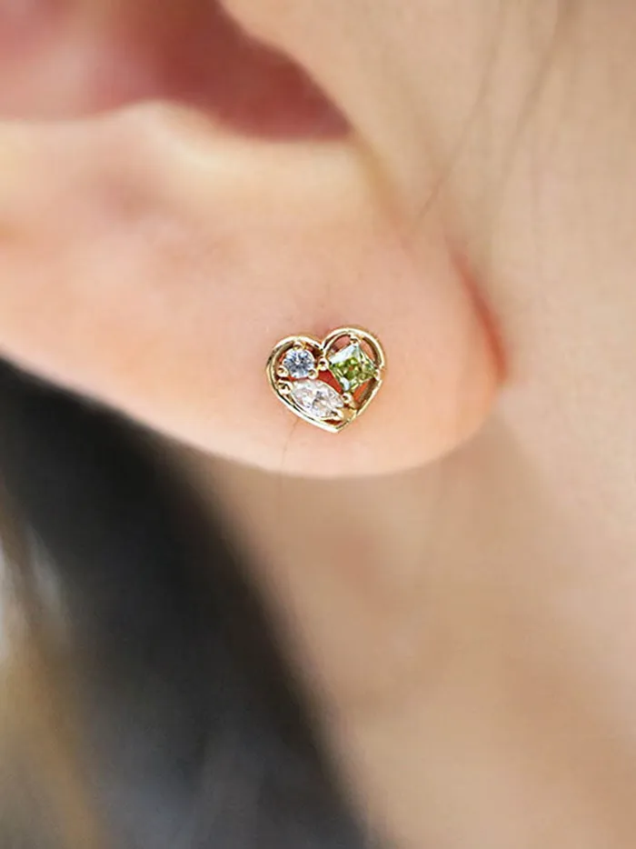 14K Gold Love Heart Cartilage Earring 18G16G MinimalBijoux Earrings