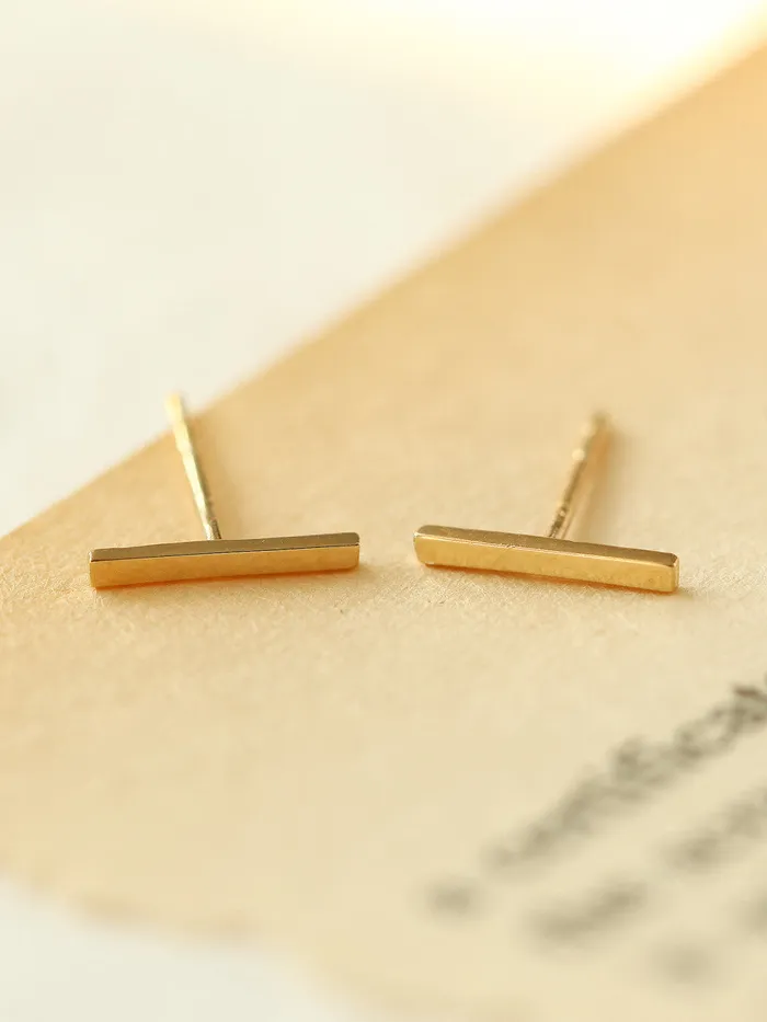 14K Gold Simple Bar earring MinimalBijoux Earrings