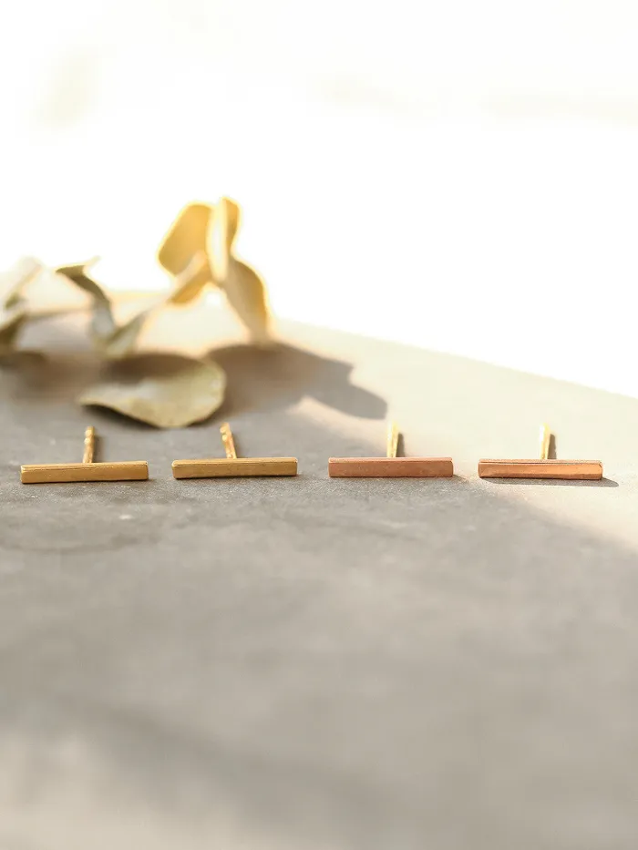 14K Gold Simple Bar earring MinimalBijoux Earrings