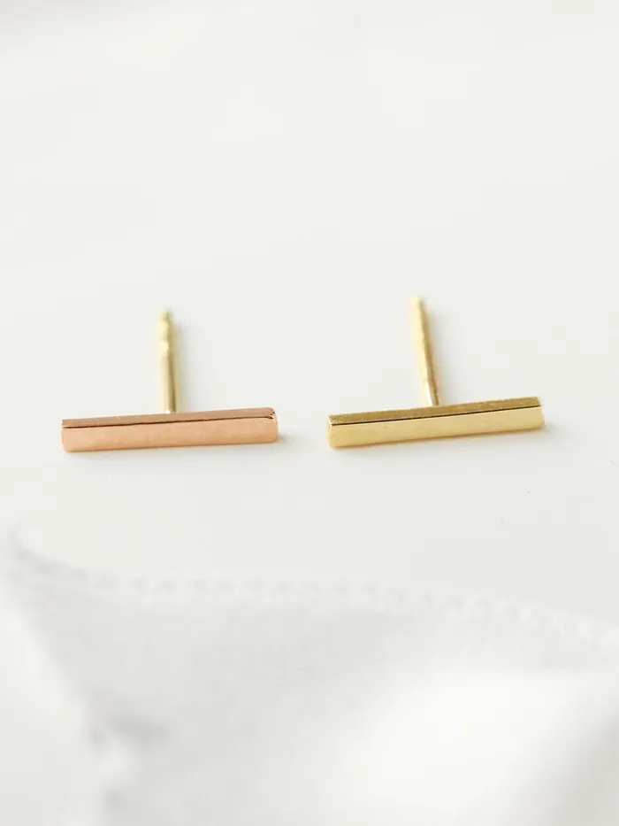 14K Gold Simple Bar earring MinimalBijoux Earrings