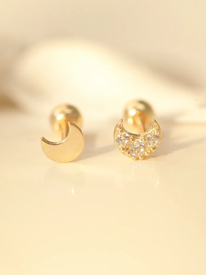 14K gold tiny crescent Cartilage earring 20g MinimalBijoux Earrings