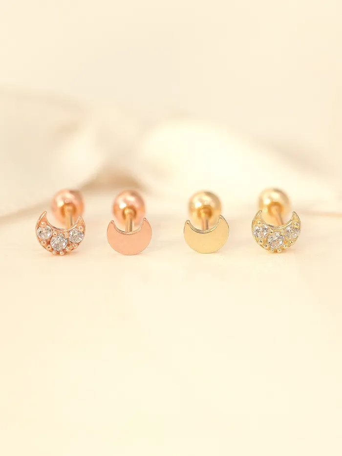 14K gold tiny crescent Cartilage earring 20g MinimalBijoux Earrings