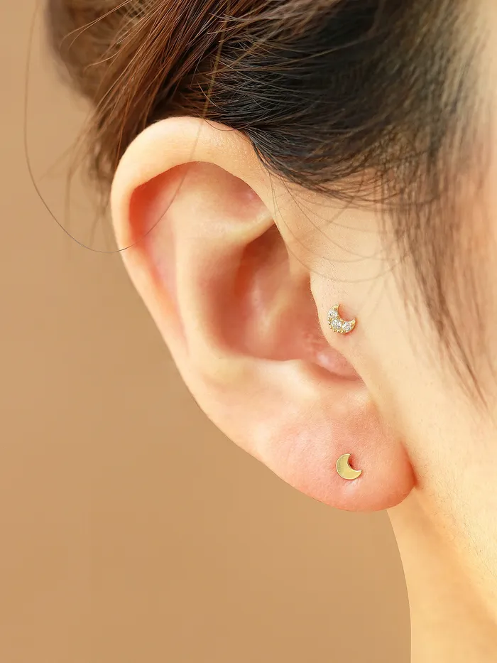 14K gold tiny crescent Cartilage earring 20g MinimalBijoux Earrings