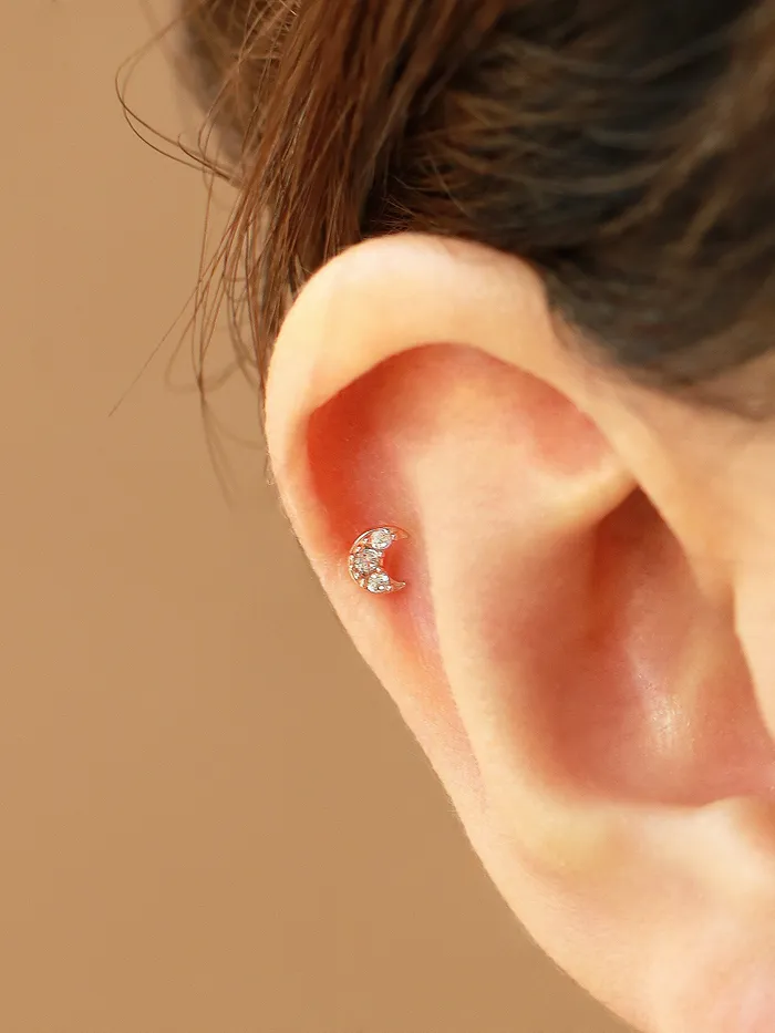 14K gold tiny crescent Cartilage earring 20g MinimalBijoux Earrings