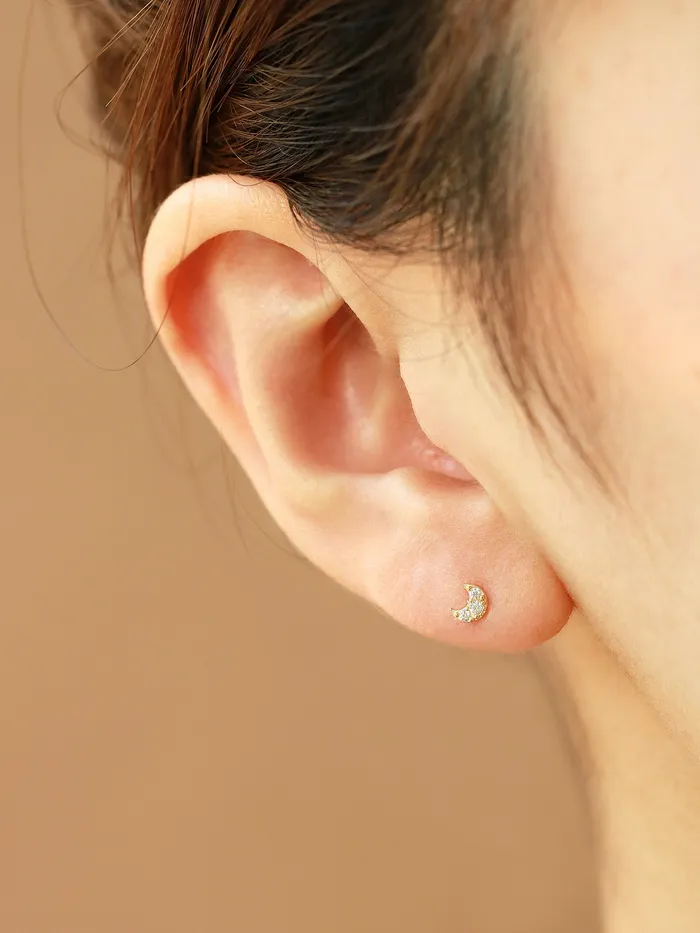 14K gold tiny crescent Cartilage earring 20g MinimalBijoux Earrings