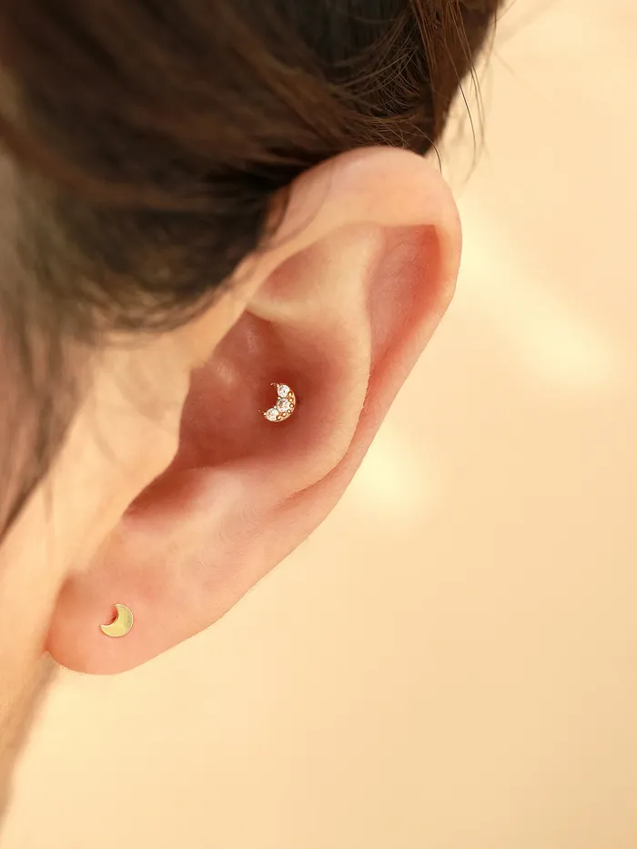 14K gold tiny crescent Cartilage earring 20g MinimalBijoux Earrings