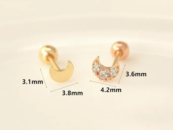 14K gold tiny crescent Cartilage earring 20g MinimalBijoux Earrings