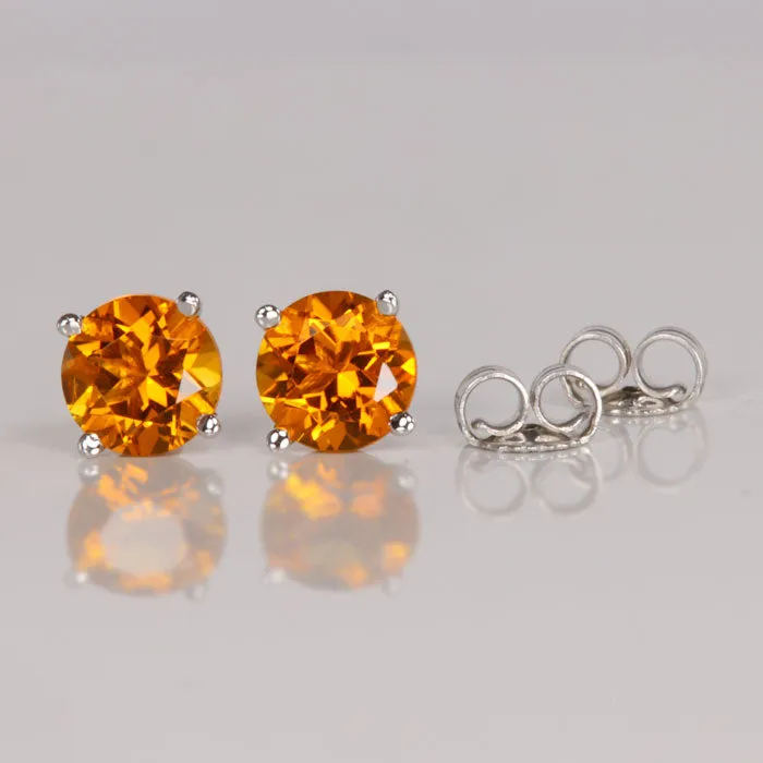 14K White Gold Citrine Stud Earrings 154 Carats Moriartys Gem Art Earrings