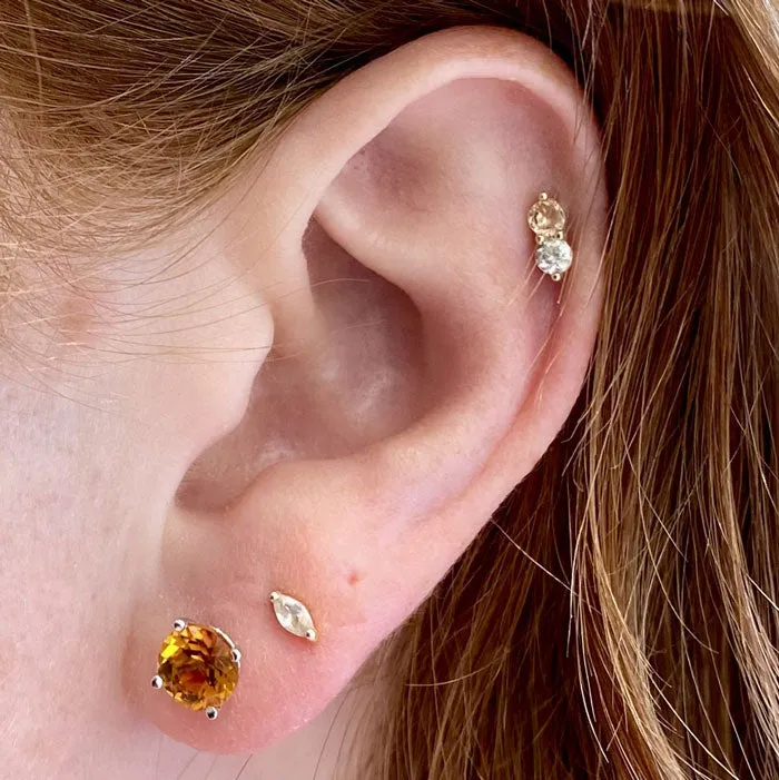 14K White Gold Citrine Stud Earrings 154 Carats Moriartys Gem Art Earrings