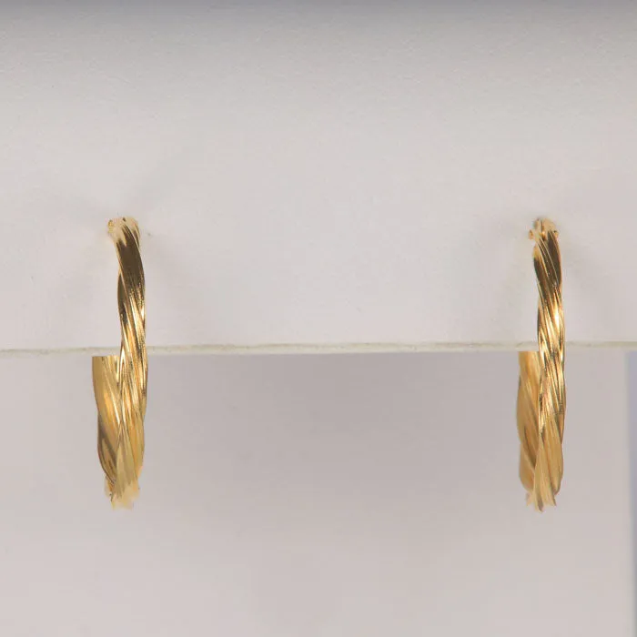 14K Yellow Gold Twist Hoop Earrings Moriartys Gem Art Earrings