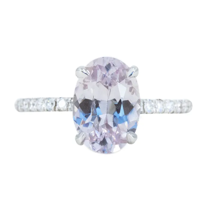 269ct Oval Lilac Sapphire Solitaire Ring with Diamonds in 14k White Gold Anueva Jewelry Rings 269ct Oval Lilac Sapphire Solitaire Ring with Diamonds in 14k White Gold Anueva Jewelry Rings