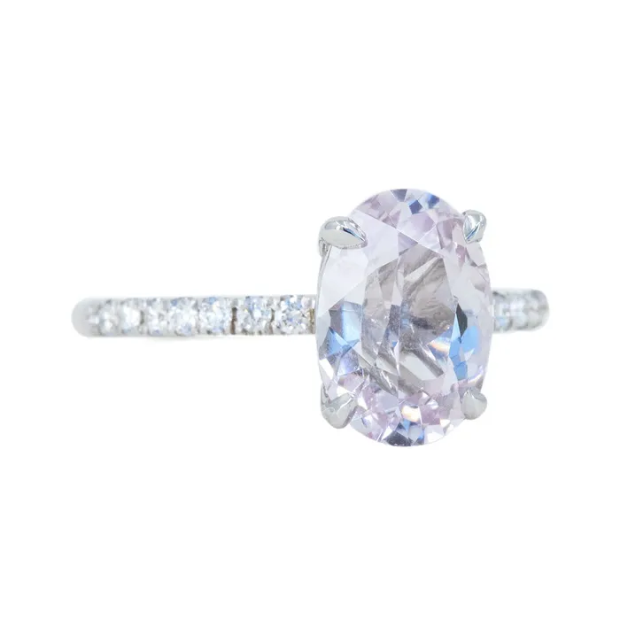 269ct Oval Lilac Sapphire Solitaire Ring with Diamonds in 14k White Gold Anueva Jewelry Rings