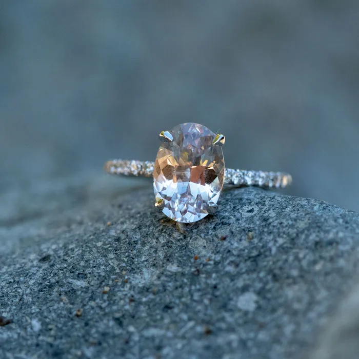 269ct Oval Lilac Sapphire Solitaire Ring with Diamonds in 14k White Gold Anueva Jewelry Rings