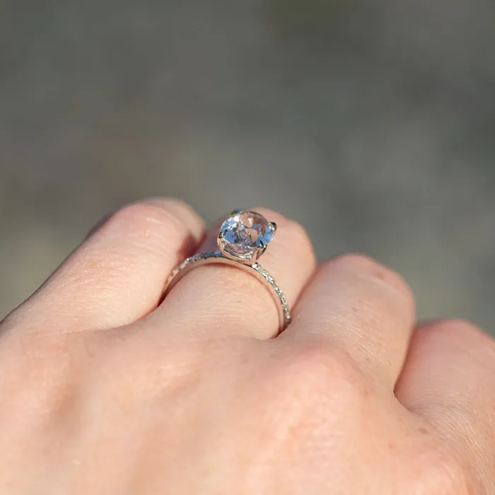 269ct Oval Lilac Sapphire Solitaire Ring with Diamonds in 14k White Gold Anueva Jewelry Rings
