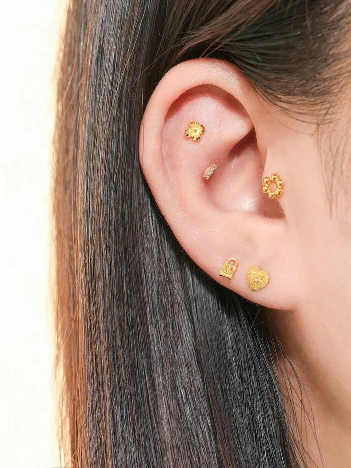 24K Gold Chewy Dount Cartilage Earring 20G MinimalBijoux Earrings