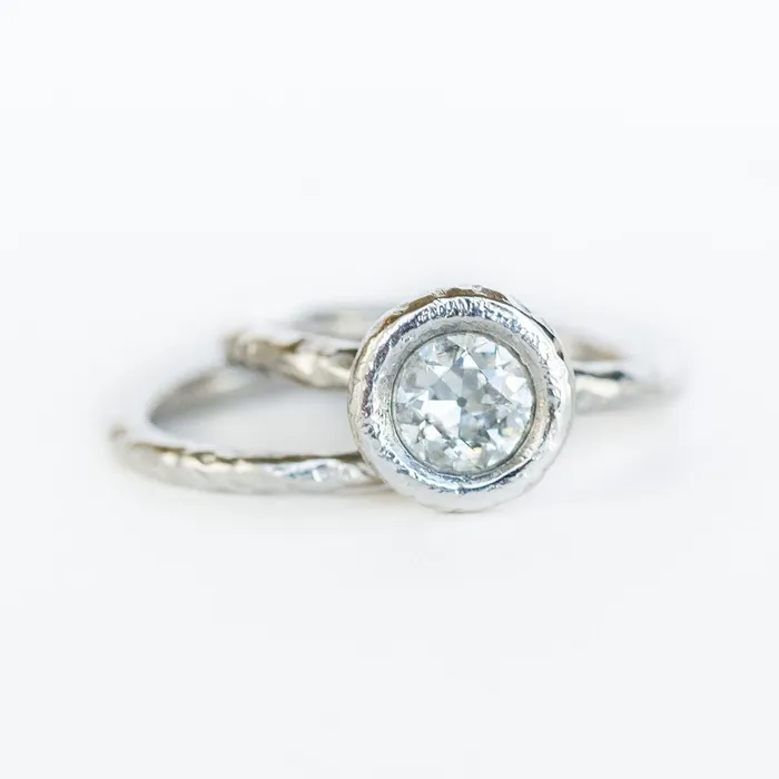 Anueva Jewelry 084ct Old European Cut Antique Diamond in Chunky Platinum Bezel Ring Recycled Rings