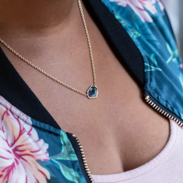Anueva Jewelry Necklaces 198ct Sapphire Bezel Set Necklace In 14k Yellow Gold
