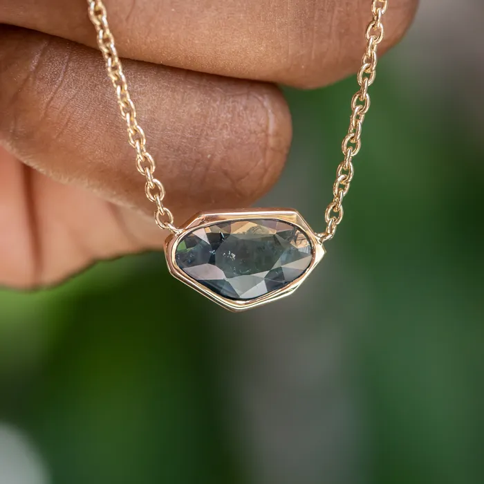 Anueva Jewelry Necklaces 198ct Sapphire Bezel Set Necklace In 14k Yellow Gold