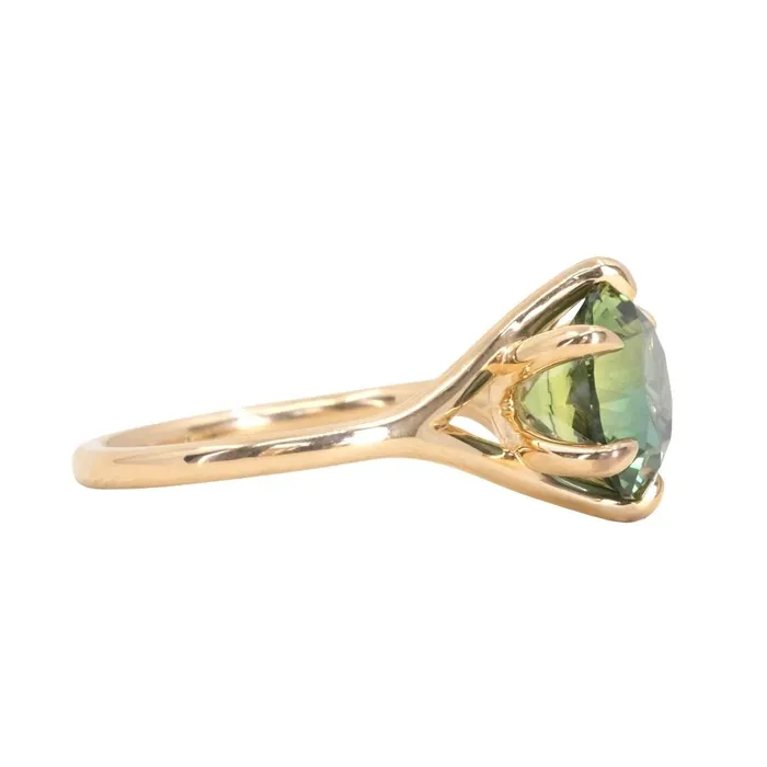 Anueva Jewelry PreStyled Sets 350ct Untreated Nigerian Teal Green Sapphire Six Prong Split Shank Solitaire in 18k Yellow Gold