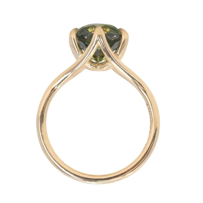 Anueva Jewelry PreStyled Sets 350ct Untreated Nigerian Teal Green Sapphire Six Prong Split Shank Solitaire in 18k Yellow Gold