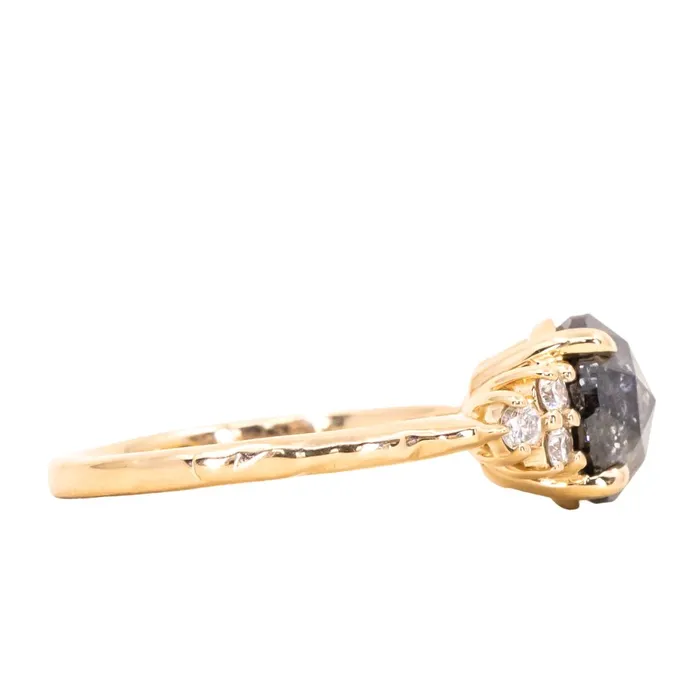 Anueva Jewelry Rings 230ct Rosecut Salt Pepper Diamond and White Diamond Cluster ring in 14k Yellow Gold