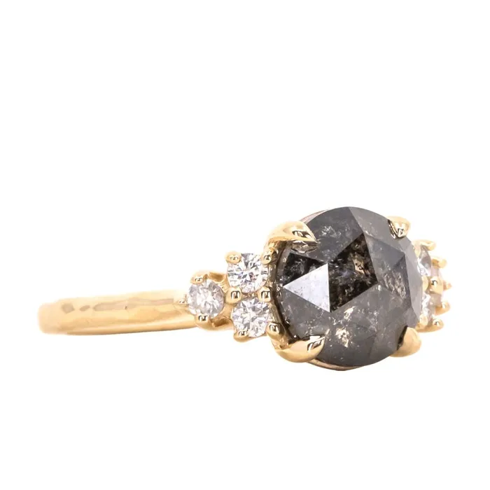 Anueva Jewelry Rings 230ct Rosecut Salt Pepper Diamond and White Diamond Cluster ring in 14k Yellow Gold