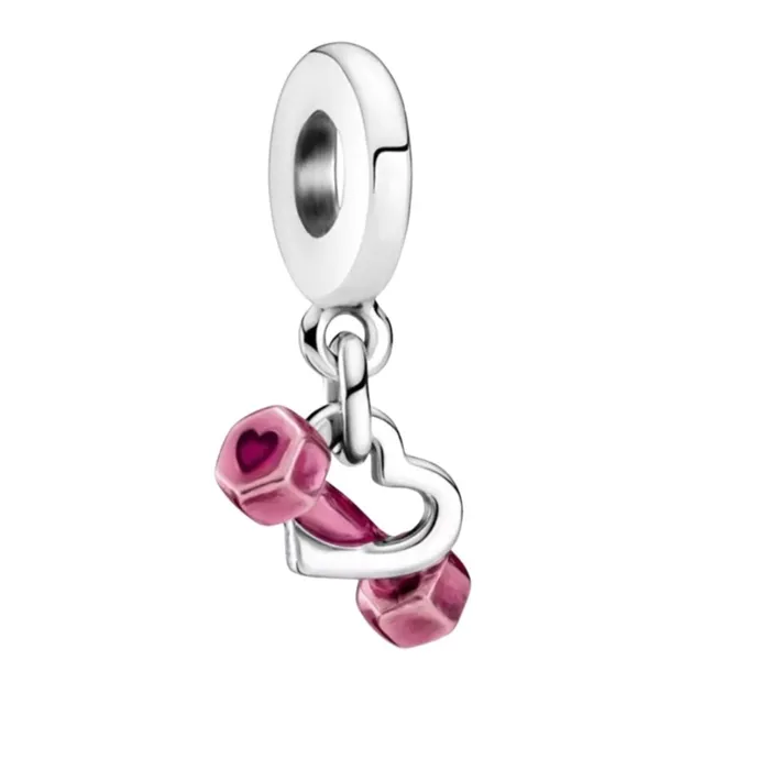 Barbell Beauties Authentic 925 Sterling silver Heart Dumbbell Charm Rings